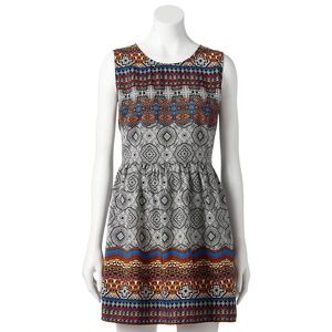 NWT BeBop Tribal Shift Dress Black/Orange Sz S