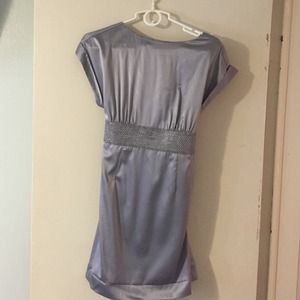 Silver dress with beaded waist.
