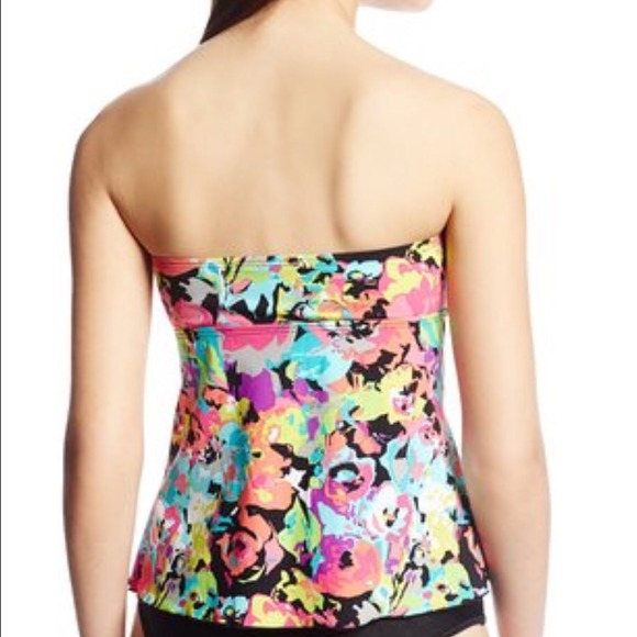 New Kenneth Cole floral print smocked bandeau - Picture 2 of 3