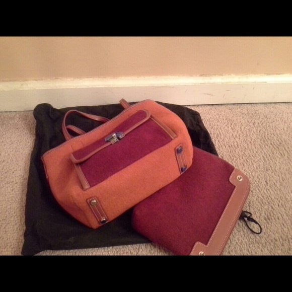 Nwot, Vintage Orange and Red Felt Tumi Purse