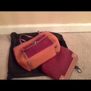 Nwot, Vintage Orange and Red Felt Tumi Purse