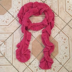 Juicy Couture Hot Pink Cashmere Crochet Knit Scarf