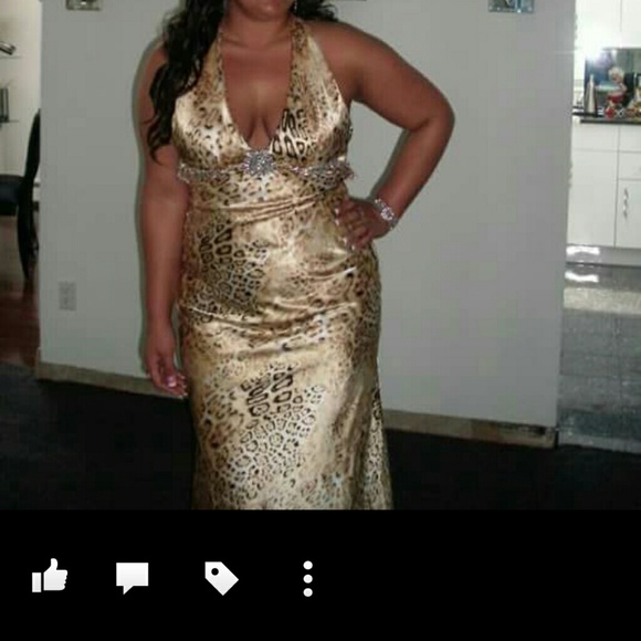gorgeous leopard satin and swavorski evening gown - Picture 1 of 4