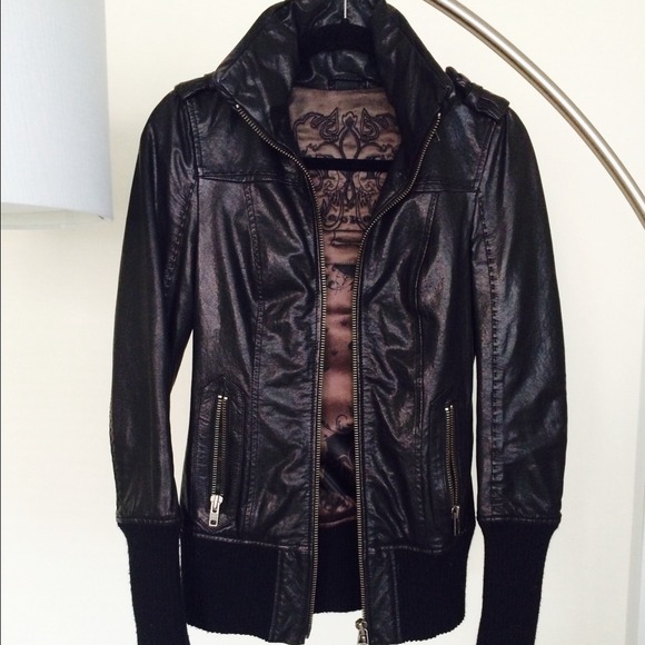 Mackage black leather jacket