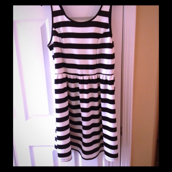 Black and white stripe skater dress