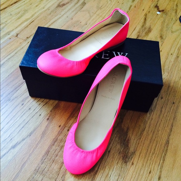Jcrew neon pink ballet flats