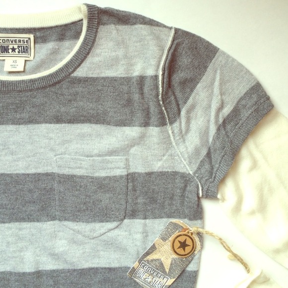 Converse Brand Stripe Grey Long Sleeve Top/Sweater - Picture 2 of 4