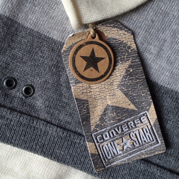 Converse Brand Stripe Grey Long Sleeve Top/Sweater - Picture 4 of 4