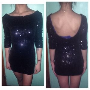Black sequin Backless Bodycon
