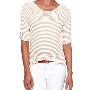 Tan & Cream Cowl Neck Top