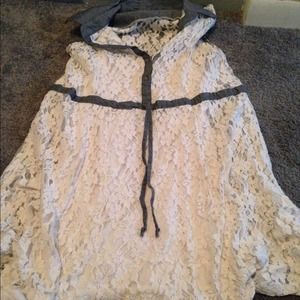 Lace and denim dress