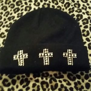 Gold Cross Jeweled Beanie
