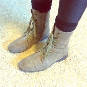 Gray combat boots