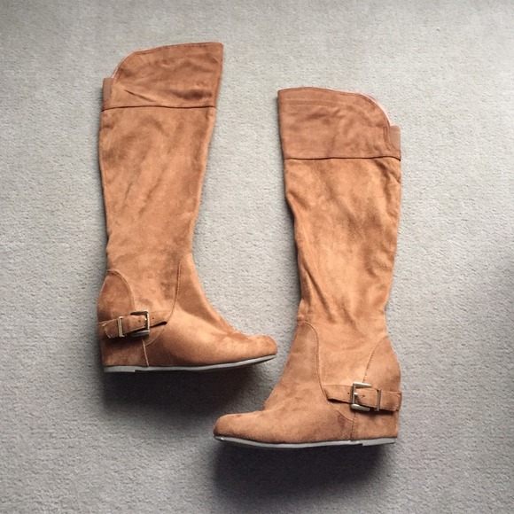Suede knee high boots
