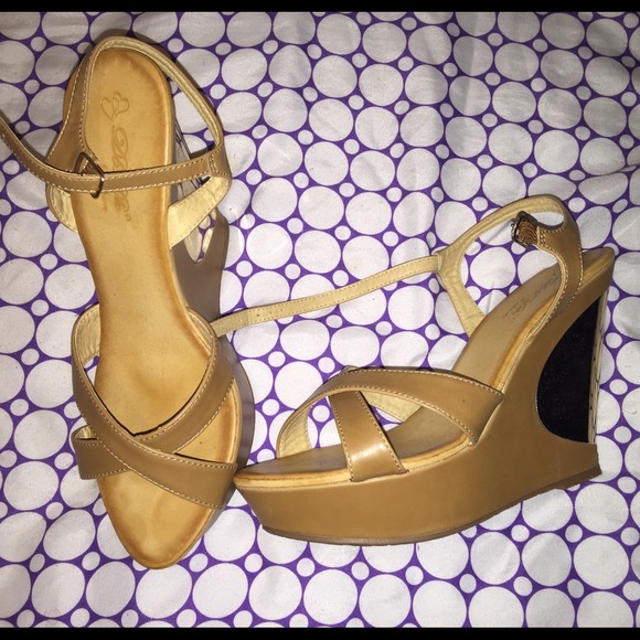 Tan and Gold Wedges