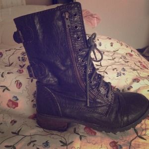 Dark brown combat boots