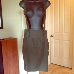 Army Green Skirt with Suspenders