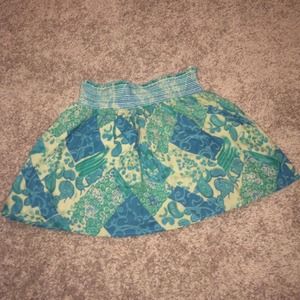 Mini skirt! Green/blue/tan