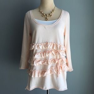 J. Crew Ruffle Long Sleeve Tee
