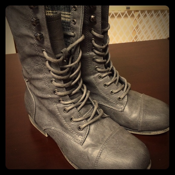 Grey Combat Boots