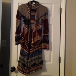 Aztec printed long hooded sweater