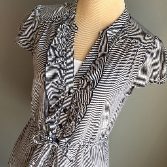H&M Pinstripe Ruffled Top