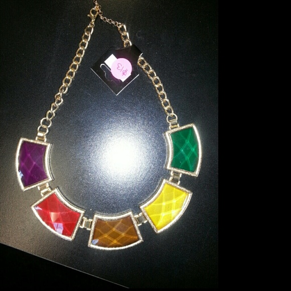 New multiple color stone statement necklace
