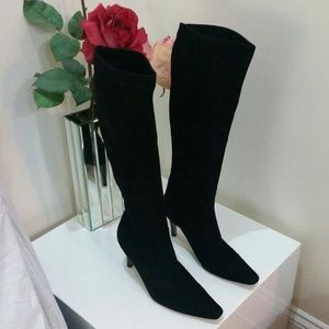 Cole Haan Suede Knee High Heeled Boots