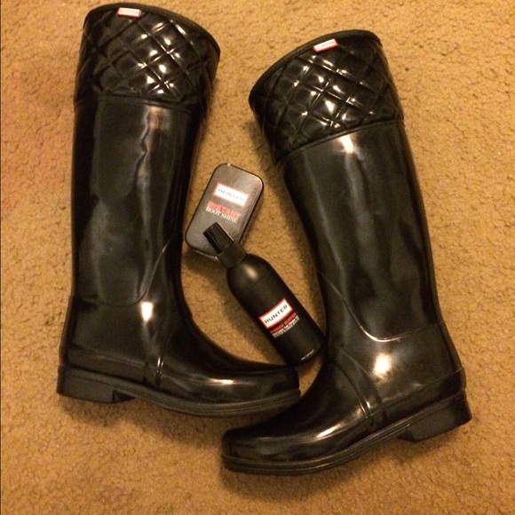 Quilted top hunter rain boots