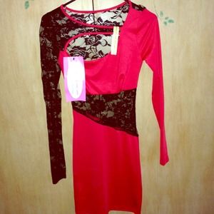 Black and Red Lace Back Dress. Brand new w/ tags!