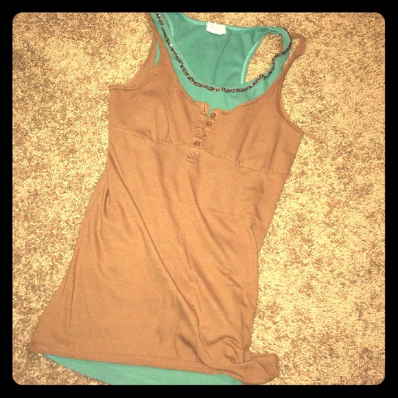 Brown and teal tank tops! Size small