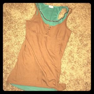 Brown and teal tank tops! Size small
