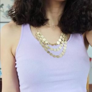 Golden shiny metal statement necklaces