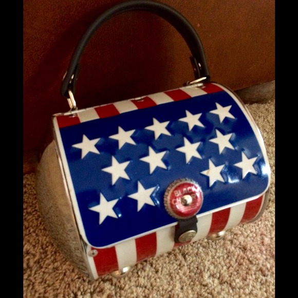 American Flag license plate bullet purse