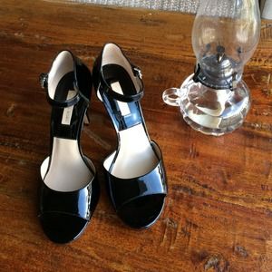 Michael Kors black patent leather, strap, open toe