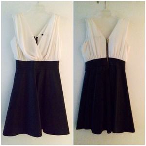 Sheer top faux leather dress