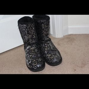 Sparkly Black and Silver Ugg Boots