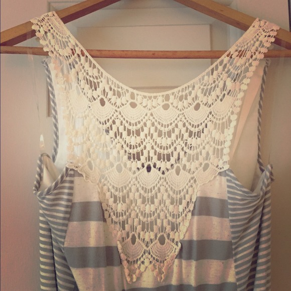 Striped maxi dress with crochet back