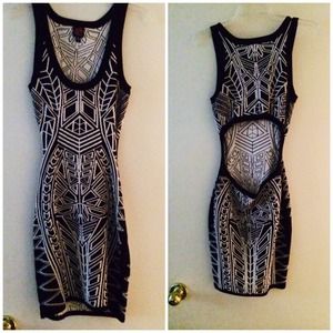 Sweater dress.  Black and white.