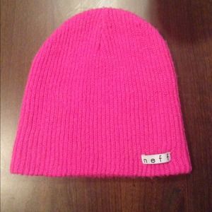 Neon pink Neff beanie