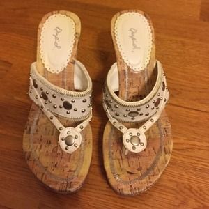 Quifid brand wedge sandals in white