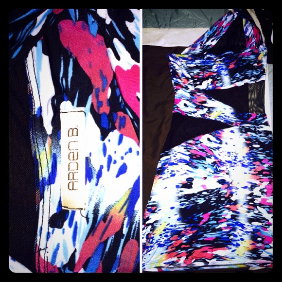Multi colored sheer cutout dress. - Picture 1 of 2