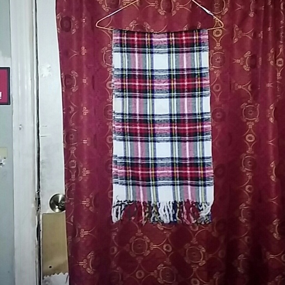 Red and white plaid scwith hints of blue and green - Picture 1 of 3