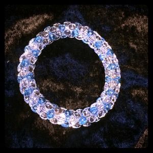 ($1) ice blue & clear bracelet (stretchy)