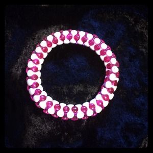 ($1) pink & white bracelet (stretchy)