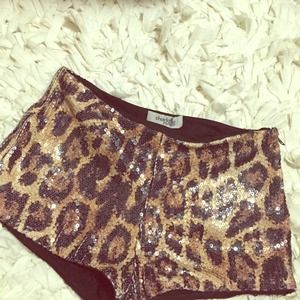 Leopard (Cheetah) print sequin shorts -small
