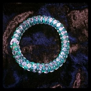 ($1) green & clear bracelet (stretchy)