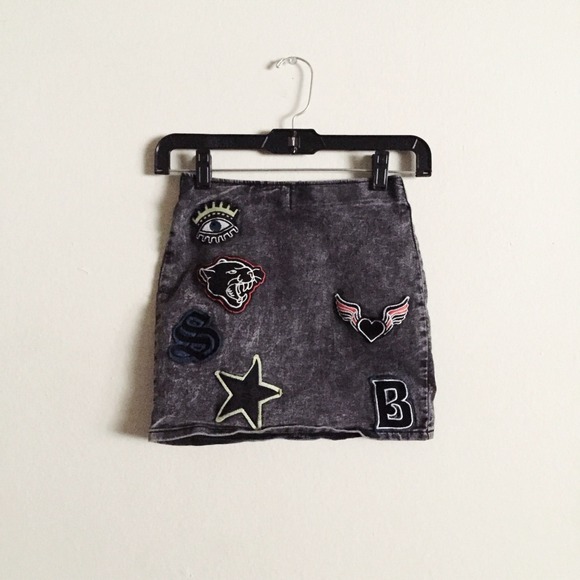 Divided Dresses & Skirts - patched denim mini skirt