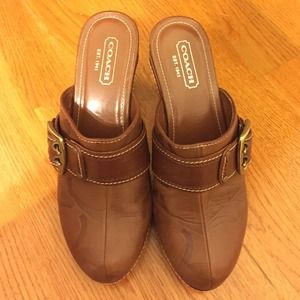 Brown Authentic Coach slip- on heels