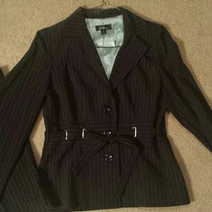 Pinstripe pant suit.